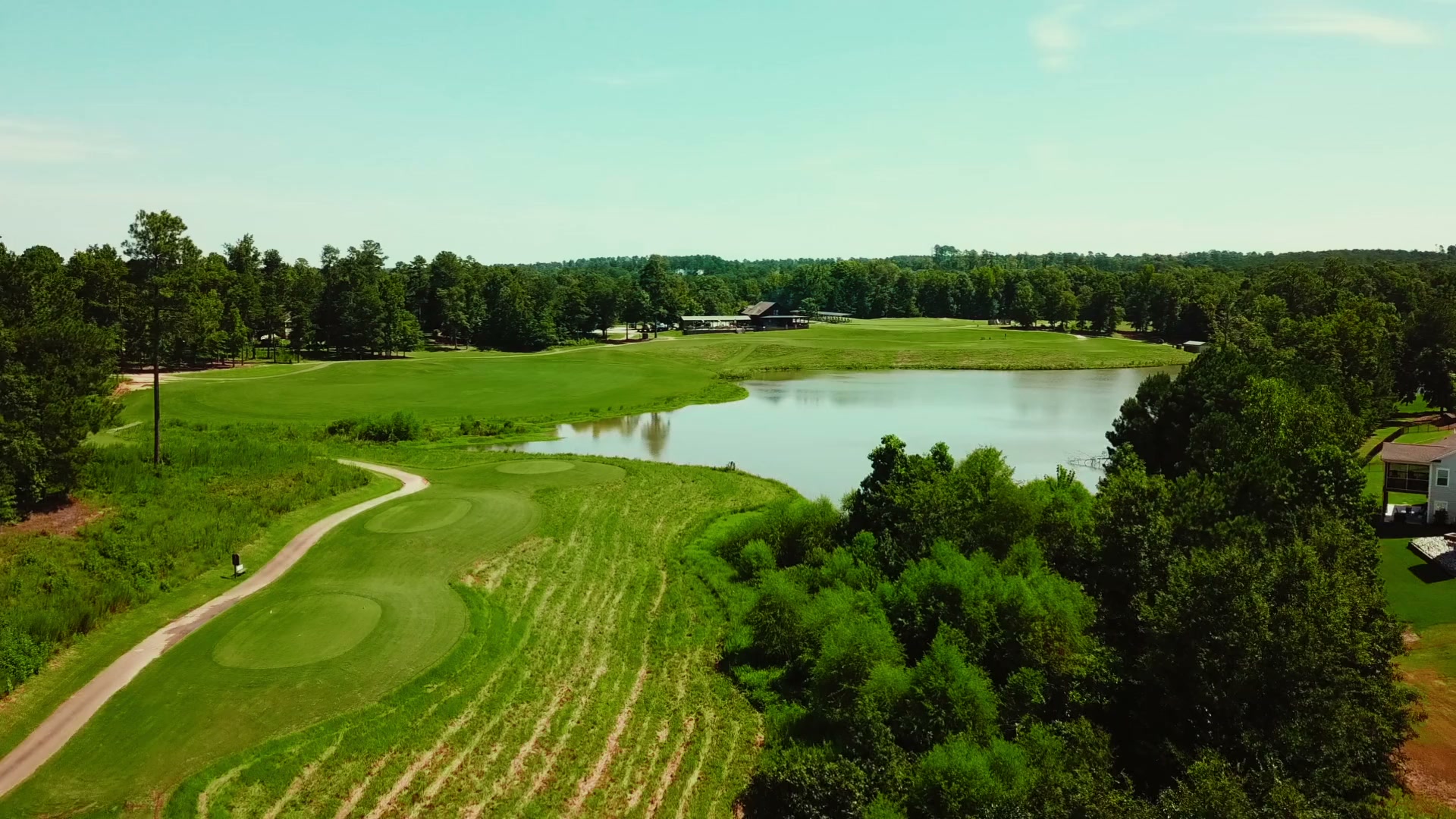 The course and clubhouse at Bartram Trail in midsummer